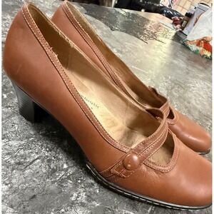 Softspots Womens Leather Classic Comfort Mary Jane Strap Pumps Heels Brown Sz 9W